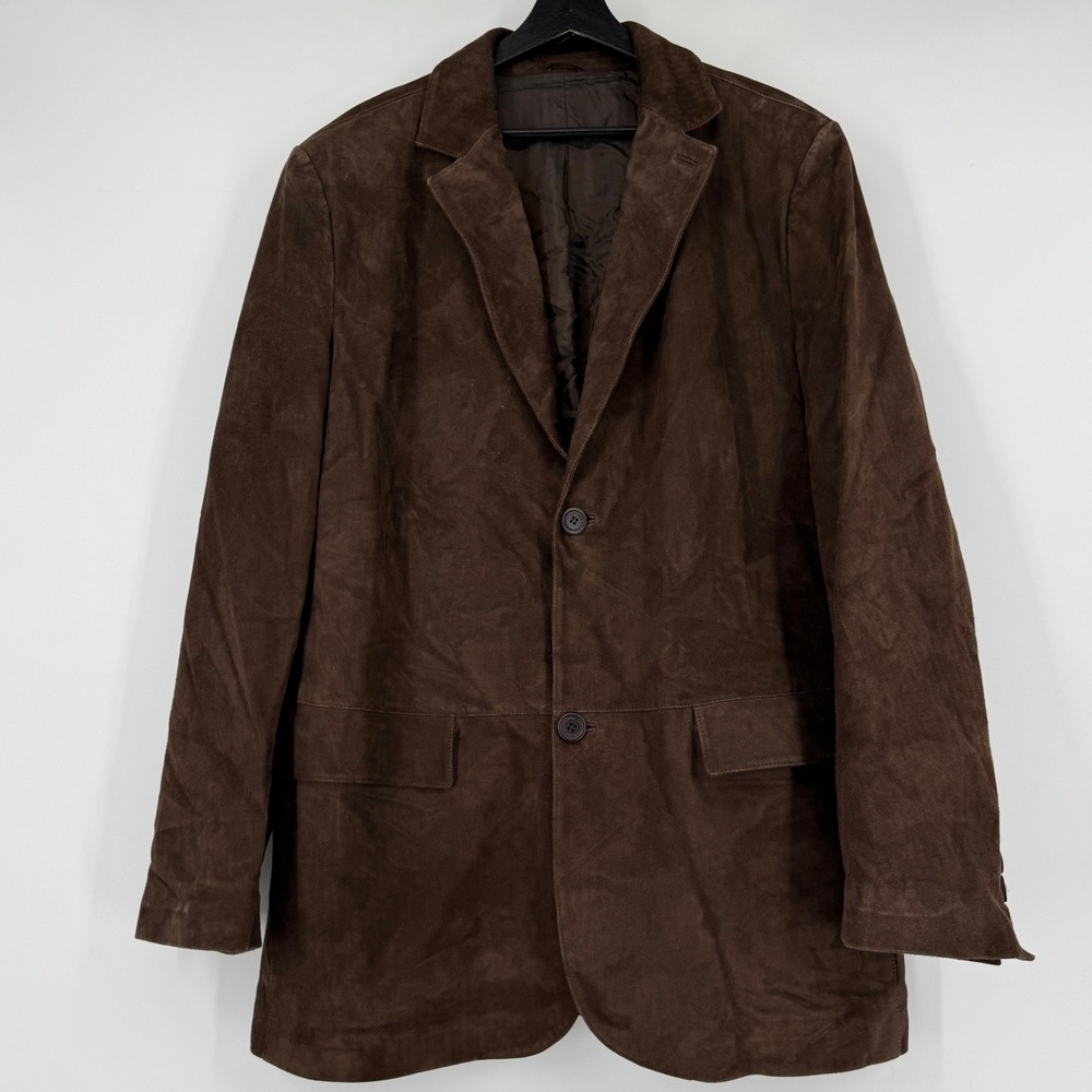 Ermenegildo Zegna Italy Brown Suede Leather Blazer Jacket Mens XXL 56